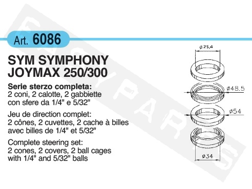 Juego dirección BUZZETTI SYM Symphony SRT/ Joymax 250-300
